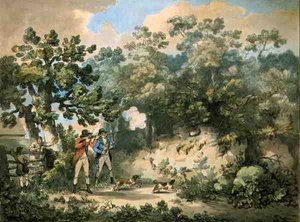Fasanenjagd, geätzt von Thomas Rowlandson, veröffentlicht von J. Harris von George (after) Morland