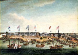 Die Hongs in Kanton, vor 1820 von George (follower of) Chinnery