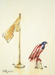 Amerikanischer Adler erhält US-Flaggenfärbung, 1985 von George Adamson