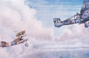 Ein Luftduell: Der blinde Fleck, aus Cassells Geschichte des britischen Volkes, veröffentlicht von der Waverley Book Company Limited, um 1940 von George Arnold