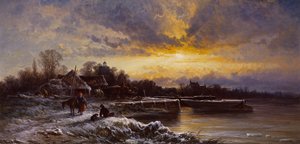 Eine Winterlandschaft, Abend