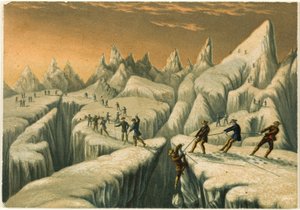 Der Glacier du Taconnaz, aus „Die Besteigung des Mont Blanc“ von George Baxter