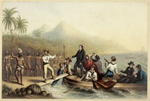 Die Aufnahme von Rev. J. Williams in Tanna in den Südseeinseln, am Tag vor seiner Ermordung von George Baxter