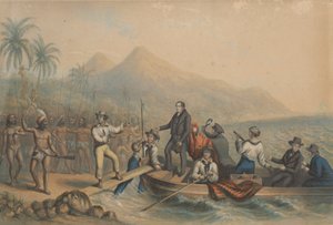 Die Aufnahme von Rev. J. Williams in Tanna in den Südseeinseln, einen Tag vor seiner Ermordung von George Baxter