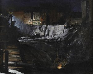 Aushubarbeiten bei Nacht