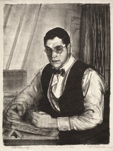 Gene Speicher zeichnet auf einem Stein von George Bellows