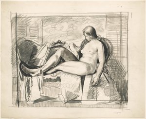 Studie für Akt mit sechseckiger Decke von George Bellows