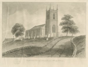 Ipstones Church: Sepia-Zeichnung von George Buckler