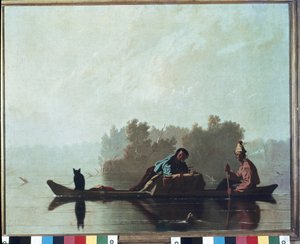 Pelzhändler, die den Missouri River hinunterfahren von George Caleb Bingham