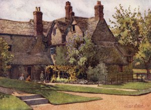 Oxford: Die Cottages, Trinity College (Farblithografie) von George Carline