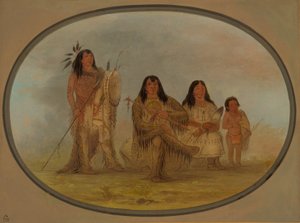 Ein Blackfoot-Häuptling, seine Frau und ein Medizinmann, 1861-1869 von George Catlin