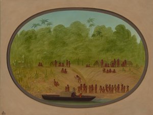 Ein Omagua-Dorf - Bootsskizze
