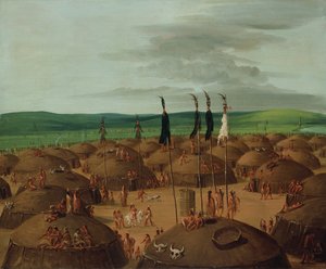 Vogelperspektive des Mandan-Dorfes, 1800 Meilen oberhalb von St. Louis, 1837-1839