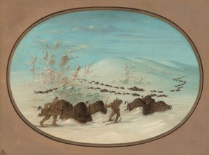 Büffeljagd in den Schneeverwehungen - Ojibbeway, 1861-1869