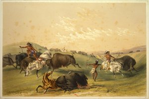 Büffeljagd: Eine große Gruppe von George Catlin