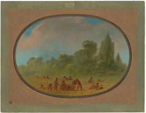 Caddoe-Indianer sammeln wilde Erdbeeren von George Catlin