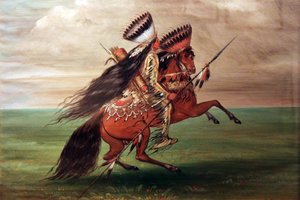 Crow-Indianer "Der, der über alles springt" von George Catlin