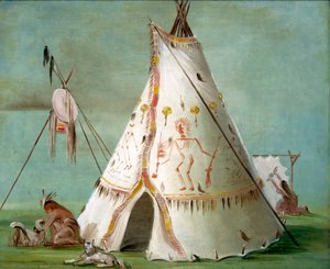 Crow-Lodge aus fünfundzwanzig Büffelhäuten, 1832-1833 von George Catlin