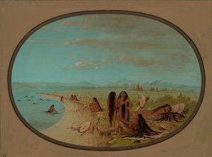 Krähenkrieger beim Baden von George Catlin