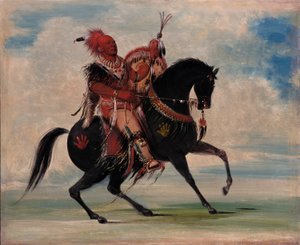 Kee-o-kúk, Der wachsame Fuchs, Häuptling des Stammes, zu Pferd von George Catlin