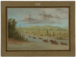 La Salles Gruppe betritt den Mississippi in Kanus. 6. Februar 1682 von George Catlin