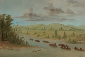 La Salles Gruppe betritt den Mississippi in Kanus. 6. Februar 1682, 1847-1848