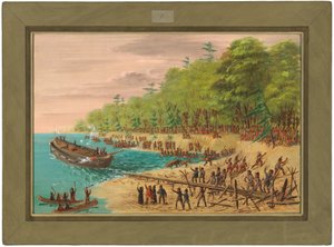 Stapellauf der Griffin, Juli 1679 von George Catlin