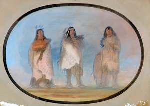 Kleiner Bär, Steiler Wind, Der Hund, Drei angesehene Krieger des Sioux-Stammes, ca. 1865-1871 von George Catlin