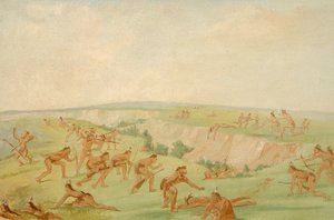 Mandan greifen eine Gruppe von Arikara an
