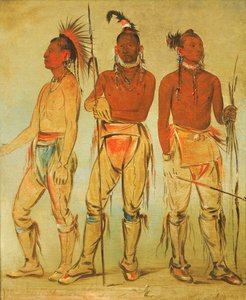 Mun-ne-pús-kee, Der, der keine Angst hat, Ko-ha-túnk-a, Großer Rabe, und Nah-cóm-ee-shee von George Catlin