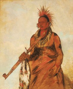 No-o-mún-nee, Geht im Regen, ein Krieger von George Catlin