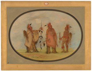Osage-Häuptling mit zwei Kriegern