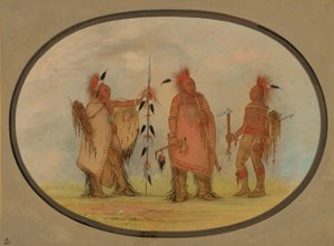 Osage-Häuptling mit zwei Kriegern