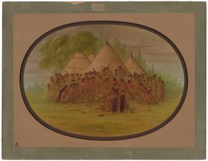 Pfeifentanz - Assinneboine von George Catlin