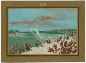 Umtragen an den Niagarafällen beim Table Rock von George Catlin