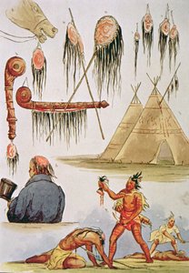Skalpieren und dekorative Verwendung von Skalps von George Catlin