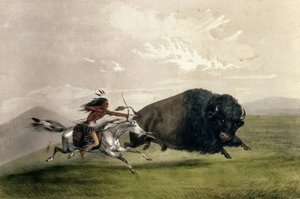 Die Büffeljagd "Einzelne Auswahl", veröffentlicht von Currier und Ives von George Catlin