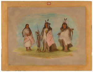 Zwei Blackfoot-Krieger und eine Frau von George Catlin