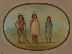 Zwei Chippewyan-Krieger und eine Frau, 1855-1869 von George Catlin