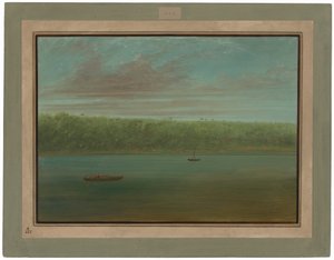 Ansicht des Amazonas-Ufers - Bootsskizze von George Catlin