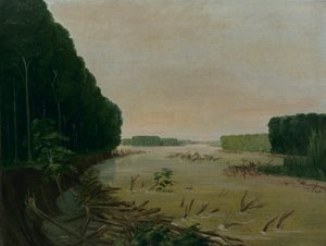 Blick auf den Missouri, Alluviale Ufer fallen ein, 600 Meilen oberhalb von St. Louis von George Catlin