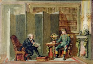 Napoleon diktiert seine Memoiren auf St. Helena an Comte Las Casas von George Cattermole