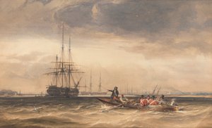 Soldaten werden zu einem Ostindienfahrer in Northfleet gerudert von George Chambers