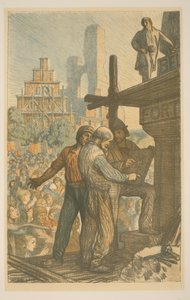 Bauarbeiter bei einer Menschenmenge von George Clausen