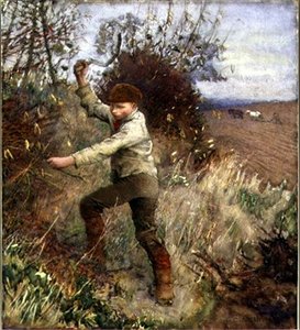Junge schneidet eine Hecke, 1890 von George Clausen