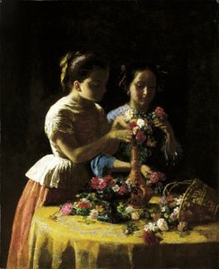 Mädchen und Blumen, 1855