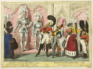 Alte und moderne Militärdandys von 1450 von George Cruikshank