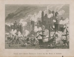 Angriff auf den Turm von St. Thomas durch den Herzog von Suffolk von George Cruikshank