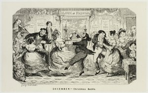 Dezember - Weihnachtsrummel aus George Cruikshanks Stahlradierungen für The Comic Almanacks: 1835-1853