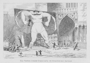 Guy Fawkes klassisch behandelt, ein nicht ausgestellter Cartoon (Stich)